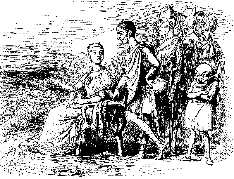 Caricature with Mr. Punch and politicians.