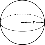 A sphere with radius r.