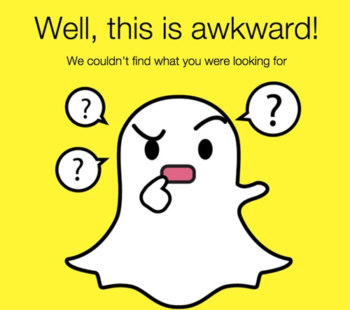 Snapchat doesn’t make the user feel bad when a search fails.