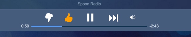 Thumbs-up and down on Pandora is embedded directly into the music controls ().