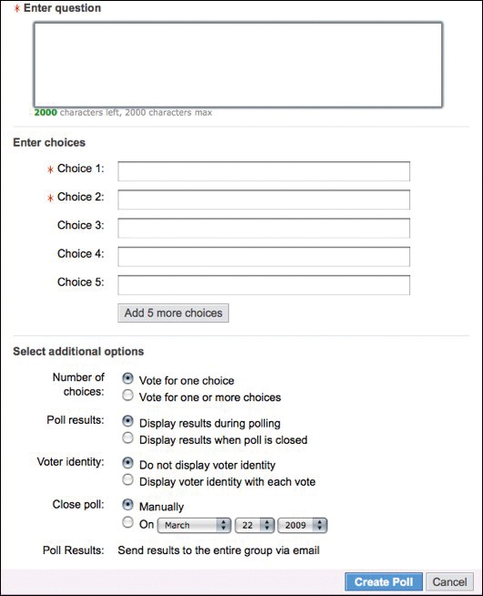 Yahoo! Groups makes it easy to create an instant poll and invite the members of the group to vote in it, including the ability to change their vote up to a deadline.