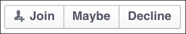 Facebook offers users the ability to join (Yes), decline (No), or waffle (Maybe) when RSVPing to an event.