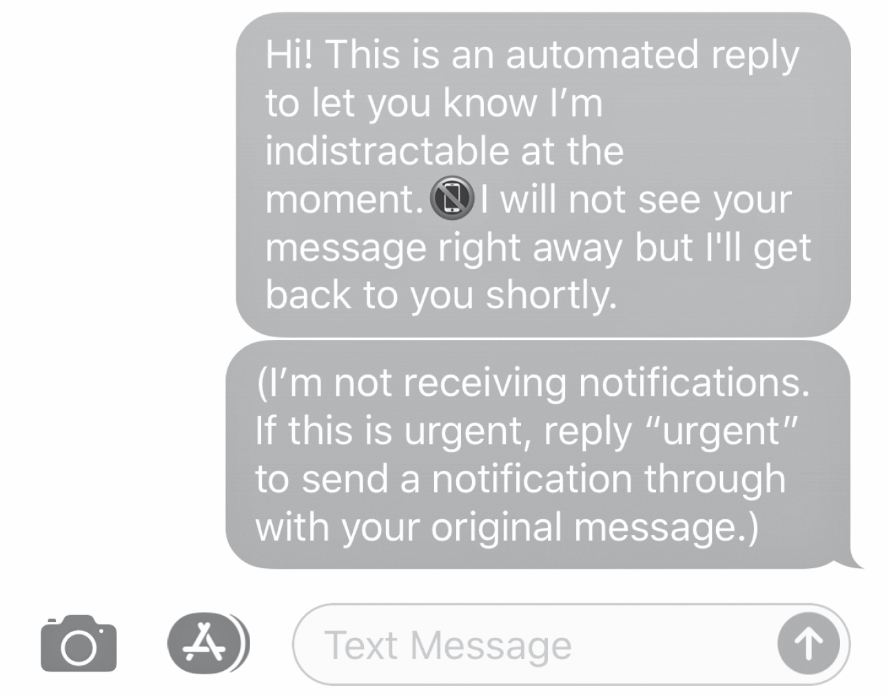 Customize an indistractable auto-reply...