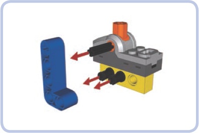 The Power Functions switch is easily connected to studfull pieces, but creating a rigid connection with a studless piece is more challenging.