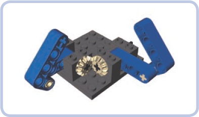 This Sarrus linkage uses mated bevel gears to synchronize links between the two groups.