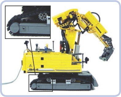 A model of a Liebherr R944c, using two types of gears