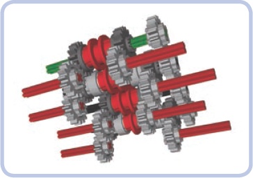 A synchronized distribution transmission with eight outputs