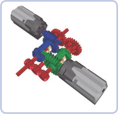 A transverse subtractor with worm gears