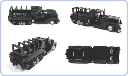 My model of a half-track truck. Vehicles of this type are driven by tracks and steered by front wheels.