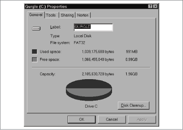 Determining disk size and free space