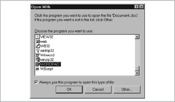 Open With dialog box