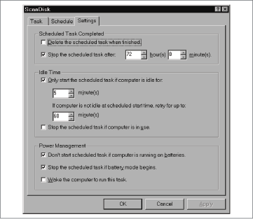 A scheduled task’s Properties dialog box