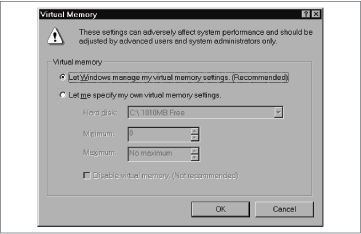 Virtual Memory dialog box