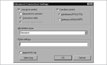 Advanced Connection Settings dialog box