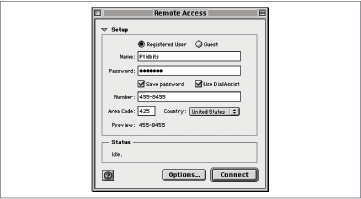 Remote Access control panel