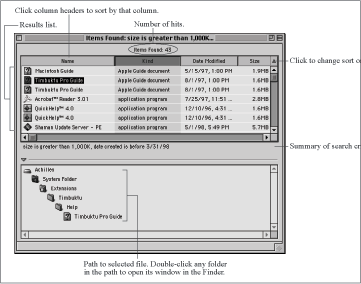 Find File results window