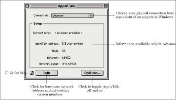 AppleTalk control panel in Advanced mode