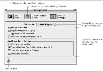 Advanced Settings for PowerBooks