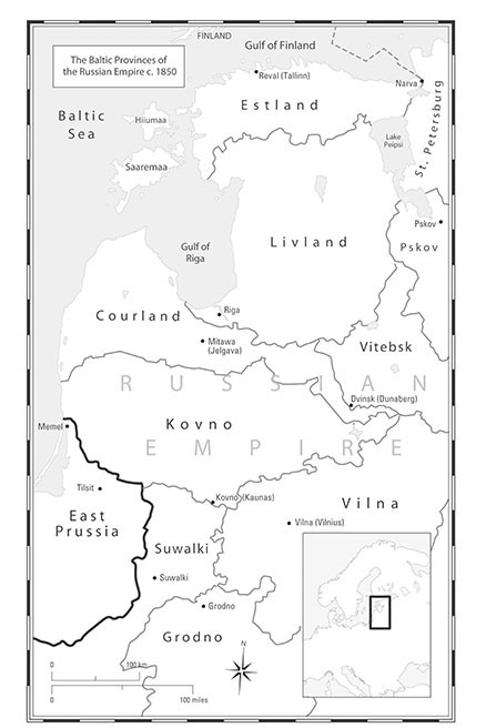 The Baltic Provinces of the Russian Empire c. 1850. Courtesy of Cartographica.