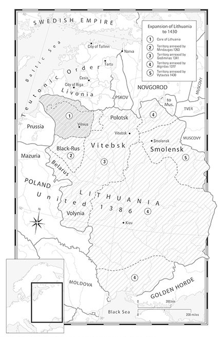 Expansion of Lithuania to 1430. Courtesy of Cartographica.