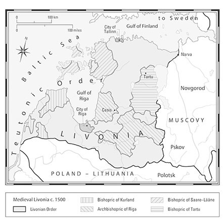 Medieval Livonia c. 1500. Courtesy of Cartographica.