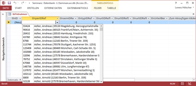 Das verbesserte Kombinationsfeld für tlnperIDRef