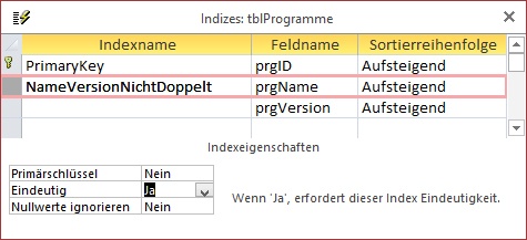 Der Mehrfelder-Index in der Tabelle tblProgramme