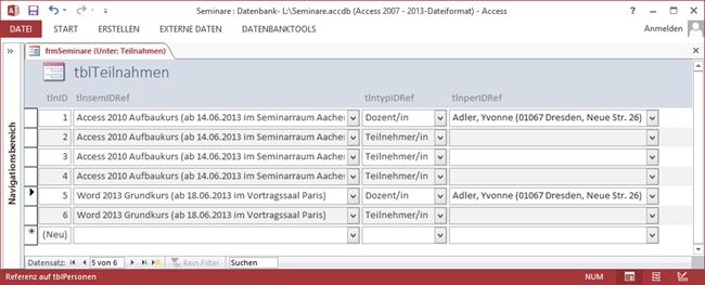 Formularansicht mit Berücksichtigung des Typs