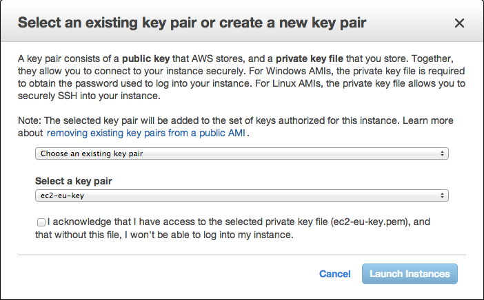 Key pair selection