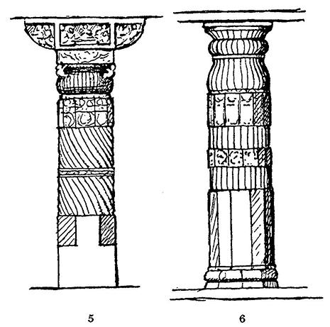 FIGS. 5-6.—Column at Ajanta;