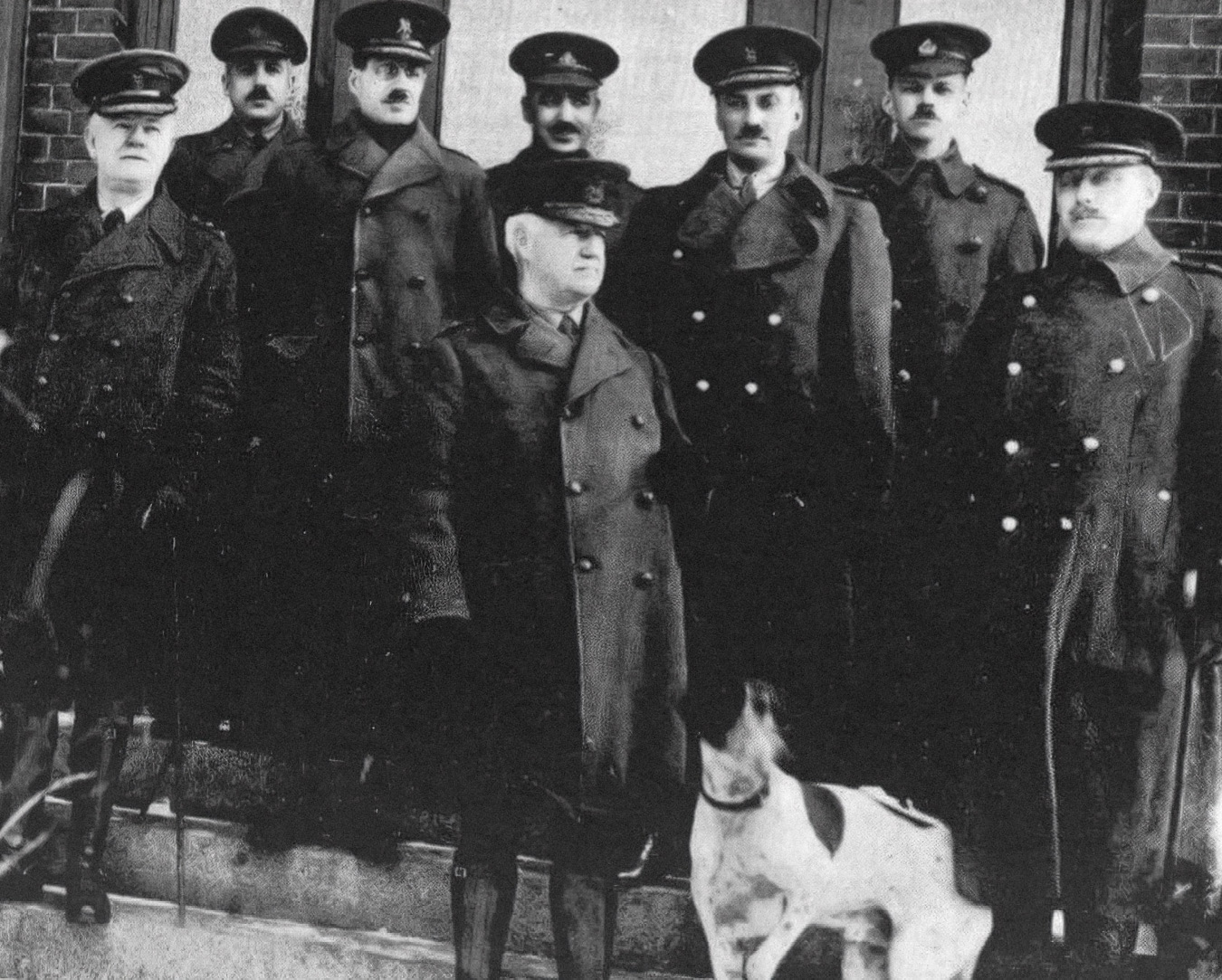 Photograph of Major-General Thomas Benson, along with seven of his generals.