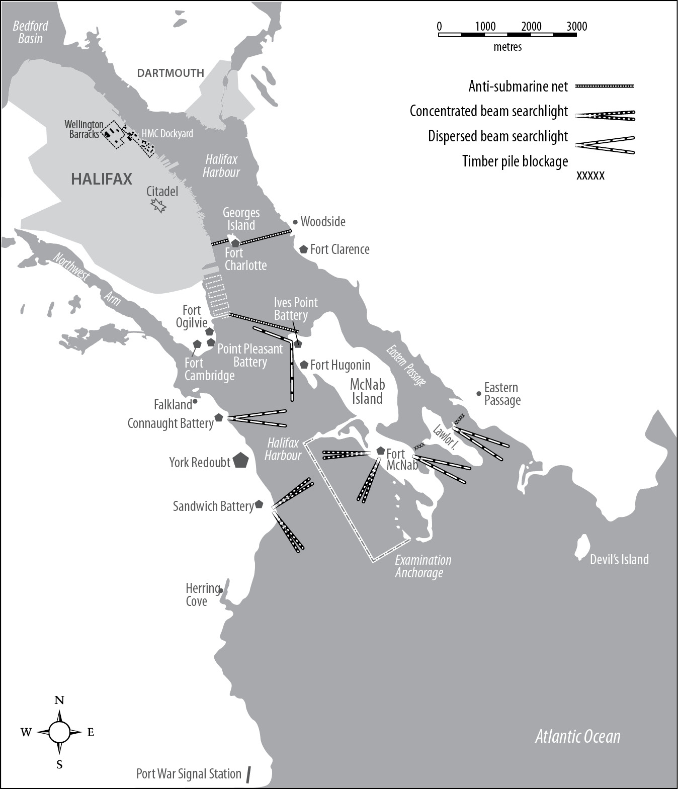 Map showing the Halifax harbour from 1917.