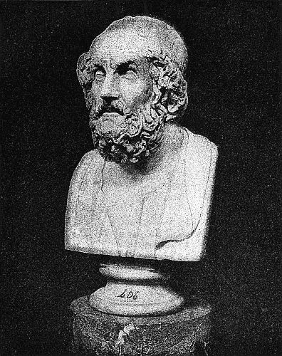 Bust of Homer in the Museum of Naples Another Fine Bust is in the Louvre at Paris but all are Idealized for the World has no Authentic Records of the Author of the "Iliad" and the "Odyssey"