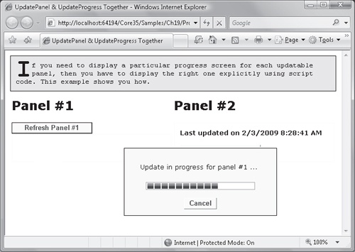 The UpdateProgress control in action
