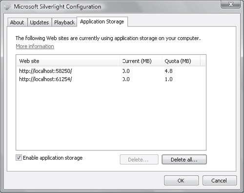 The Silverlight configuration manager