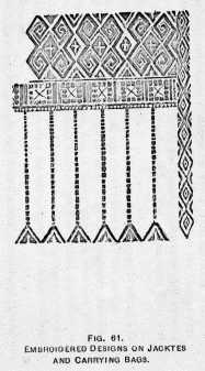 FIG. 61. EMBROIDERED DESIGNS ON JACKTES[sic] AND CARRYING BAGS.