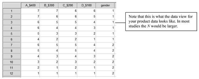 Fig. 10.1. Data view for the product data.