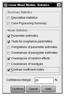 Fig. 12.6. Linear mixed models: Statistics.