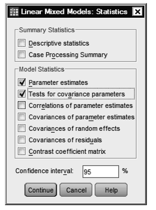 Fig. 12.15. Linear mixed models: Statistics.