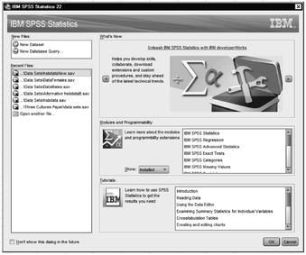 Fig. A.2. IBM SPSS Statistics startup screen.