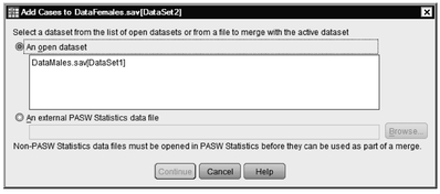 Fig. A.13. Add cases to DataFemales.sav [DataSet1].