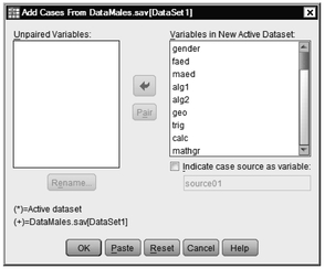 Fig. A.14. Add cases from DataMales.sav [DataSet1].