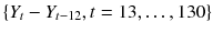 
$$\{Y _{t} - Y _{t-12},t = 13,\ldots,130\}$$
