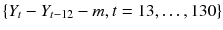 
$$\{Y _{t} - Y _{t-12} - m,t = 13,\ldots,130\}$$
