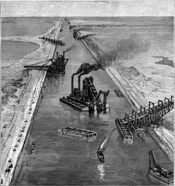 THE SUEZ CANAL: DREDGES AT WORK