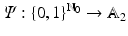 
$$ \displaystyle{\varPsi:\{ 0,1\}^{\mathbb{N}_{0} } \rightarrow \mathbb{A}_{2}} $$
