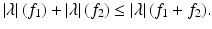 $$\displaystyle{\left \vert \lambda \right \vert (f_{1}) + \left \vert \lambda \right \vert (f_{2}) \leq \left \vert \lambda \right \vert (f_{1} + f_{2}).}$$