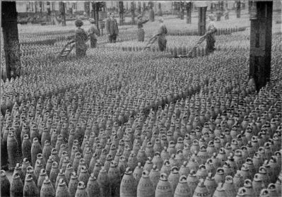 A Forest of Shells in a Corner of One of England's Great Shell Filling Factories.