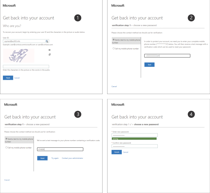 This is a screenshot of the self-service password reset steps from the My Apps portal.