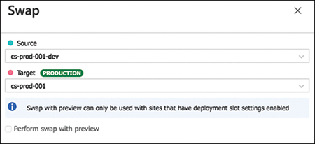 This is a screenshot shows creating an App Service Deployment Slot for an Azure web app.